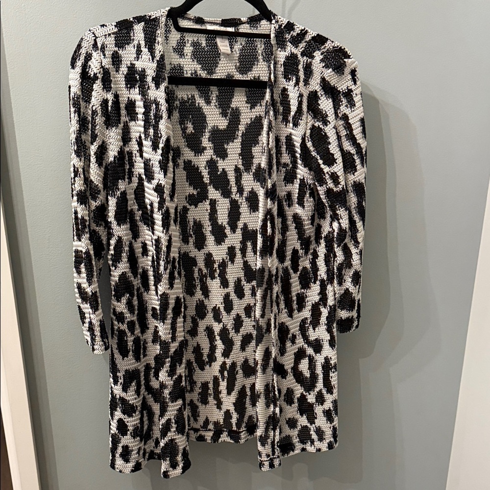 Chico's Black and White Animal Print Cardigan